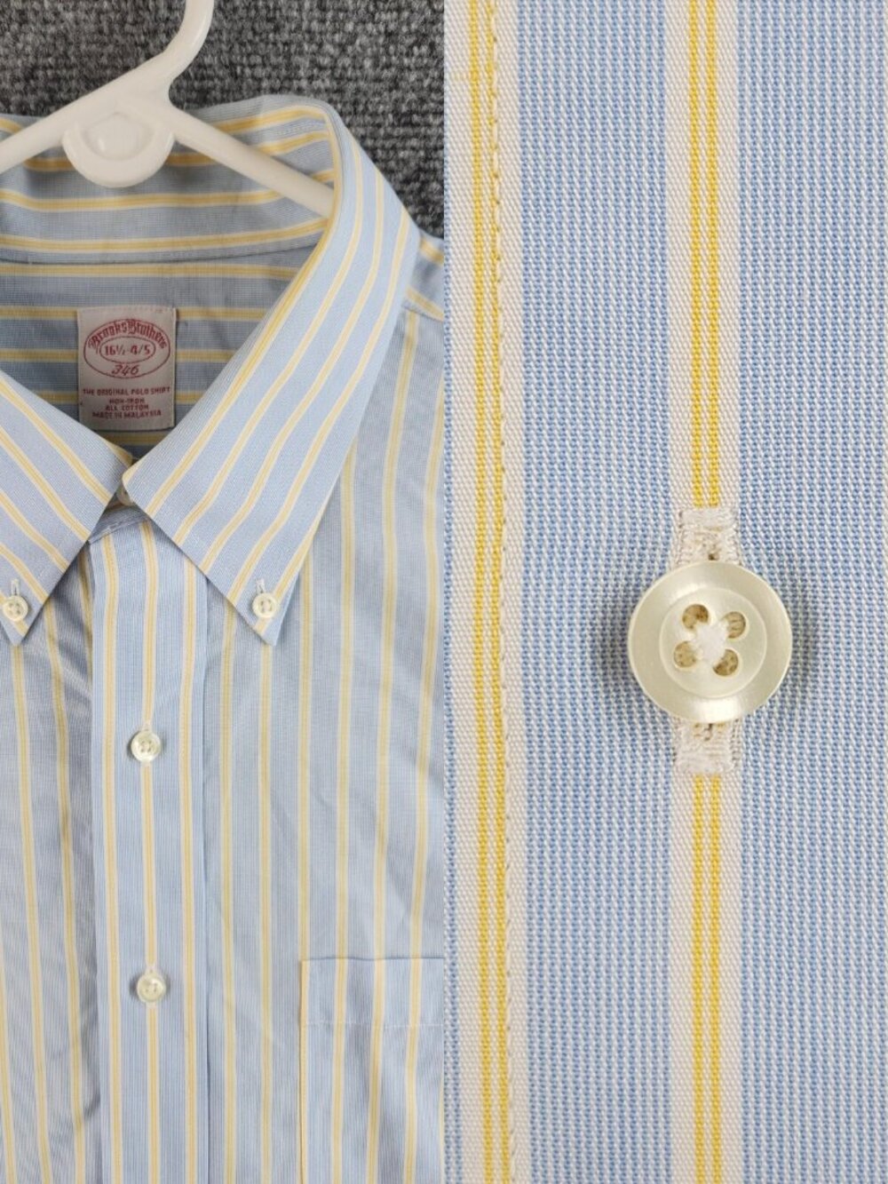 Brooks Brothers 16.5 4/5 Button-Down Regular Non-Iron Cotton Blue Striped Men